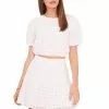 Brand new 🔔 Chelsea & Violet Embroidered Eyelet Raglan Crew Neck Short Puff Sleeve Coordinating Crop Top Ultra White 🔔 -Chelsea Violet Sales unnamed file 1004