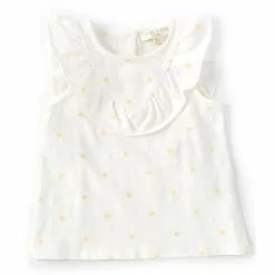 Best Pirce 🎁 Chelsea & Violet Baby 👧 Girls 12-24 Months Daisy Dot Print Ruffle Yoke Tank Top White 😍