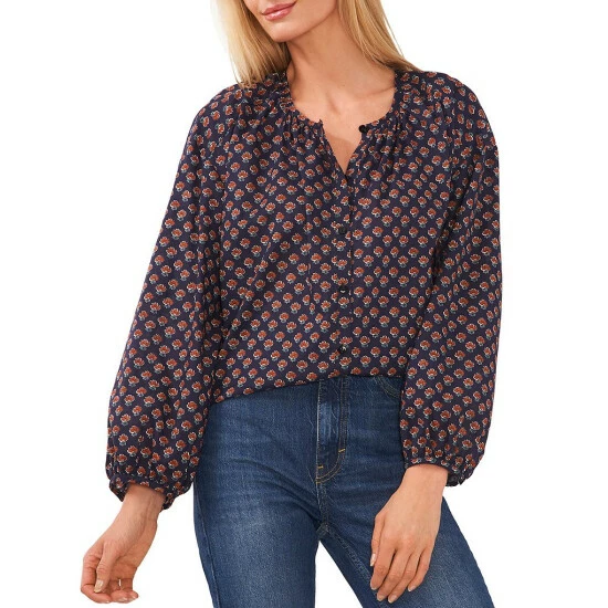 Best Sale π― Chelsea & Violet Foulard Stamp Print Long Blouson Sleeve Split Round Neck Button Front Top Foulard Stamps π 3 Best Sale π― Chelsea & Violet Foulard Stamp Print Long Blouson Sleeve Split Round Neck Button Front Top Foulard Stamps π