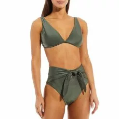 Promo 🌟 Chelsea & Violet Solid Over-the-Shoulder Bralette Swim Top Thyme ⭐ -Chelsea Violet Sales unnamed file 1055