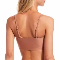 Cheapest ⭐ Chelsea & Violet Shiny Jersey Knit Lace Up Beaded Tassel Bandeau Swim Top Taupe 😉 -Chelsea Violet Sales unnamed file 1207