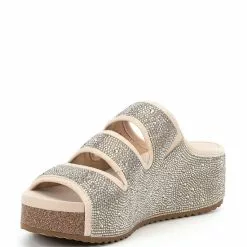 Outlet 💯 Chelsea & Violet Mel Rhinestone Embellished Three-Band Wedges Light Grey ⌛ -Chelsea Violet Sales unnamed file 138