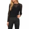 Coupon 🧨 Chelsea & Violet Crew Neck Long Sleeve Stretch Mesh Lace Top Rich Black ✨ -Chelsea Violet Sales unnamed file 173