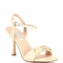 Cheapest 🥰 Chelsea & Violet Lindn Ruched Leather Ankle Strap 👗 Dress 🩴 Sandals Black 😀