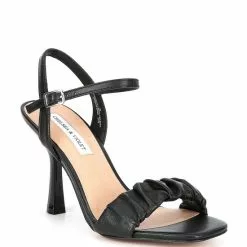 Cheapest 🥰 Chelsea & Violet Lindn Ruched Leather Ankle Strap 👗 Dress 🩴 Sandals Black 😀 -Chelsea Violet Sales unnamed file 222