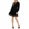 Top 10 💯 Chelsea & Violet Lace Trim Velvet Self-Tie Split Tassel Neck Fit And Flare 👗 Dress Rich Black 🎁