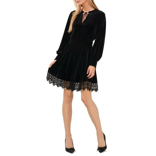 Top 10 π― Chelsea & Violet Lace Trim Velvet Self-Tie Split Tassel Neck Fit And Flare π Dress Rich Black π 3 Top 10 π― Chelsea & Violet Lace Trim Velvet Self-Tie Split Tassel Neck Fit And Flare π Dress Rich Black π