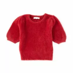 Hot Sale 👏 Chelsea & Violet 👧 Girls Little 👧 Girls 2-6x Super Fuzzy Puff Sleeve Sweater Red ⭐