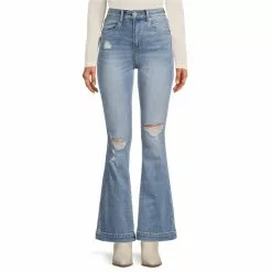 Cheapest 🌟 Chelsea & Violet High Rise Stretch Indigo Distressed Flare 👖 Jeans Stella Blue 🛒
