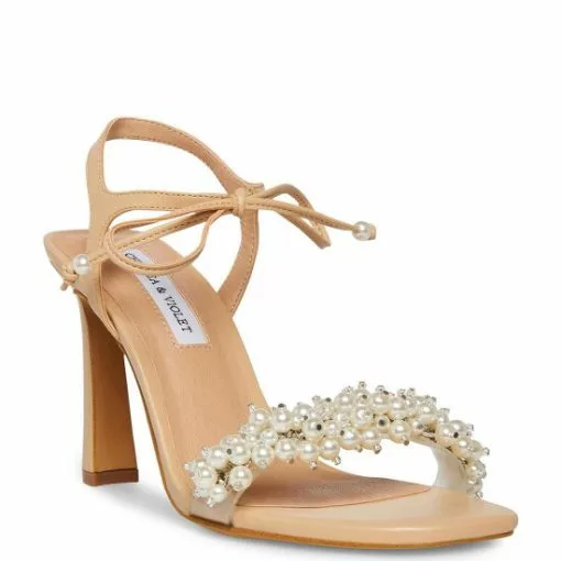 Best Sale 🔥 Chelsea & Violet Tristy Pearl Embellished Square Toe 🩴 Sandals Beige ✨ -Chelsea Violet Sales unnamed file 411
