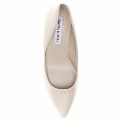 Budget 😀 Chelsea & Violet Keira Leather Pointed Toe Rounded Heel Pumps Ivory 🔔 -Chelsea Violet Sales unnamed file 428