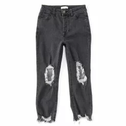 Best Pirce 💯 Chelsea & Violet Big 👧 Girls 7-16 Distressed Denim Ankle 👖 Jeans Grey Wash 💯