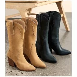 Buy ✨ Chelsea & Violet Fexx Suede Block Heel Western 🥾 Boots Tan 💯 -Chelsea Violet Sales unnamed file 511