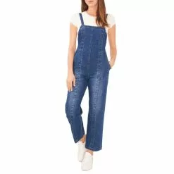 Outlet 🔥 Chelsea & Violet Sleeveless Square Neck Straight Leg Denim Jumpsuit Quartz Wash 🎉