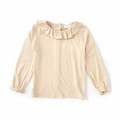 Best deal 👏 Chelsea & Violet Little 👧 Girls 2T-6X Long Sleeve Ruffle Neck Top Natural ❤️ -Chelsea Violet Sales unnamed file 739