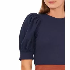 Flash Sale ✔️ Chelsea & Violet Crew Neck Short Puff Sleeve Ribbed Knit Top Classic Navy ✔️ -Chelsea Violet Sales unnamed file 764