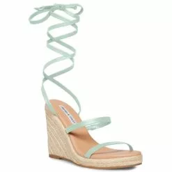 Best deal 🛒 Chelsea & Violet Mariah Ankle Wrap Wedge 🩴 Sandals Black 😀
