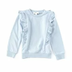 Best deal 😉 Chelsea & Violet Little 👧 Girls 2T-6X Ruffle Sweatshirt L. Blue 👍
