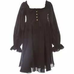 Discount ⌛ Chelsea & Violet 👧 Girls Big 👧 Girls 7-16 Mixed Media Puff Sleeve Smocked Back 👗 Dress Black 😍