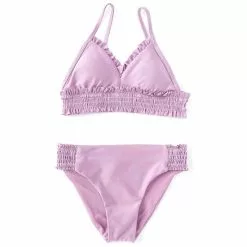 Deals 🧨 Chelsea & Violet Big 👧 Girls 7-16 Smocked Triangle Top & Hipster Bottom Two-Piece Family Matching 🩱 Swimsuit Purple 🔥