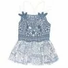 Budget ⌛ Chelsea & Violet 👧 Girls Big 👧 Girls 7-16 Sleeveless Square Neck Printed Woven Lace Tiered Tank Top Blue 🧨 -Chelsea Violet Sales unnamed file 976
