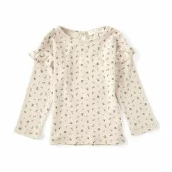 Best Pirce ✨ Chelsea & Violet Baby 👧 Girls 12-24 Months Floral Print Ribbed Ruffle Long Sleeve Tee Rust 🌟